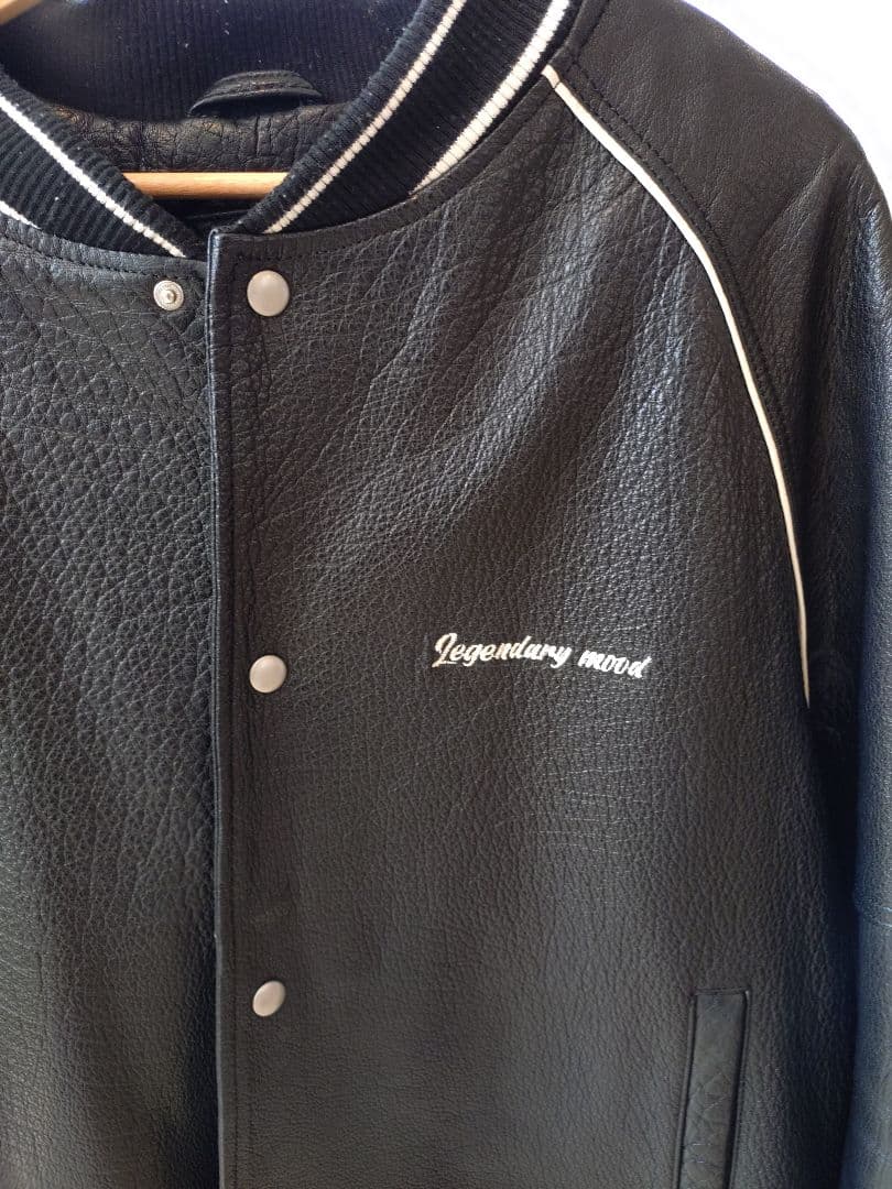 【美品】ZARA 水牛 本革 スタジャン　USA XL ブラック　【2月末まで】