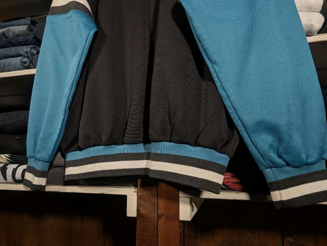 80s　old adidas ATPジャケット ワンポイント刺繍 ボーダー XL