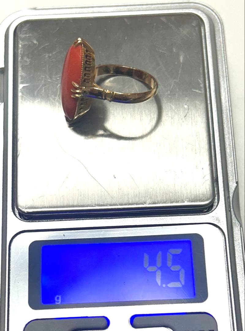 ウ*ト様 K18 内径19mm ピンク石付き リング 約4.5g