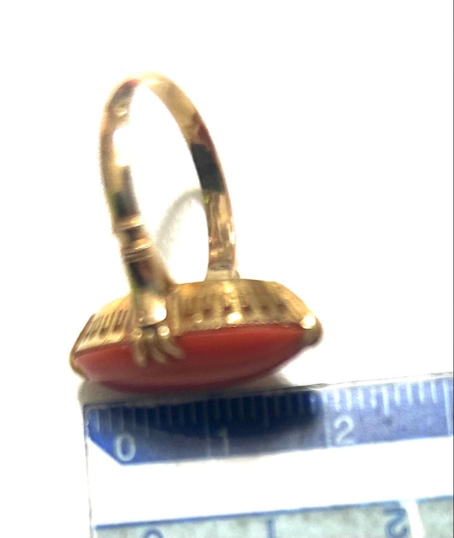 ウ*ト様 K18 内径19mm ピンク石付き リング 約4.5g