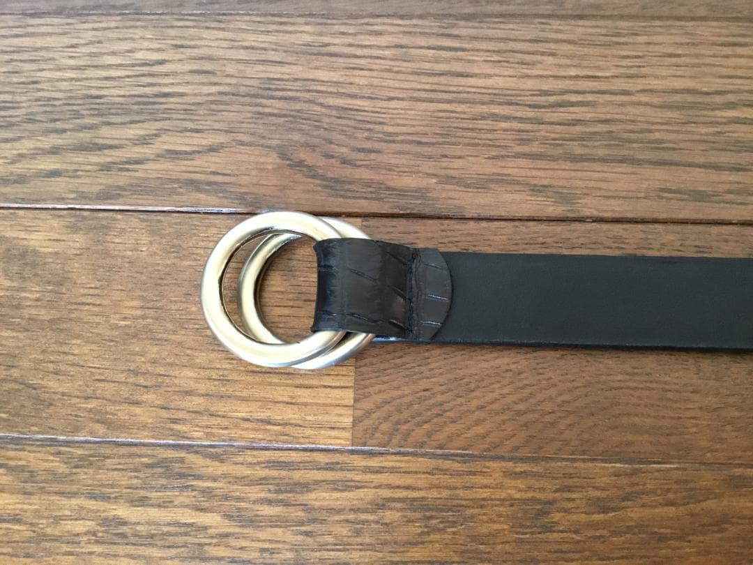 【試着のみ】THE SOLE クロコダイルダブルリングベルト 黒85