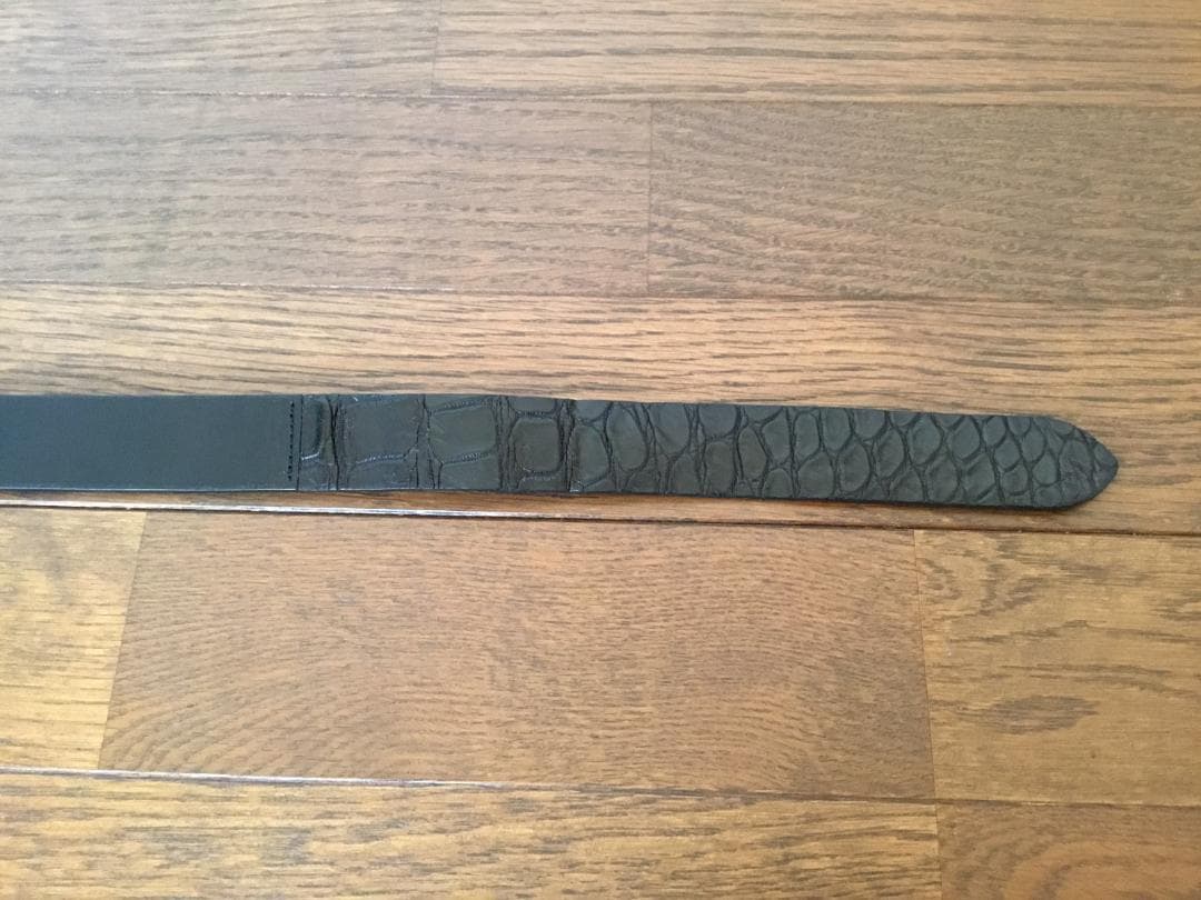 【試着のみ】THE SOLE クロコダイルダブルリングベルト 黒85
