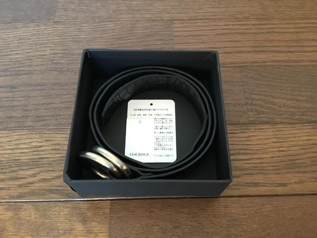 【試着のみ】THE SOLE クロコダイルダブルリングベルト 黒85