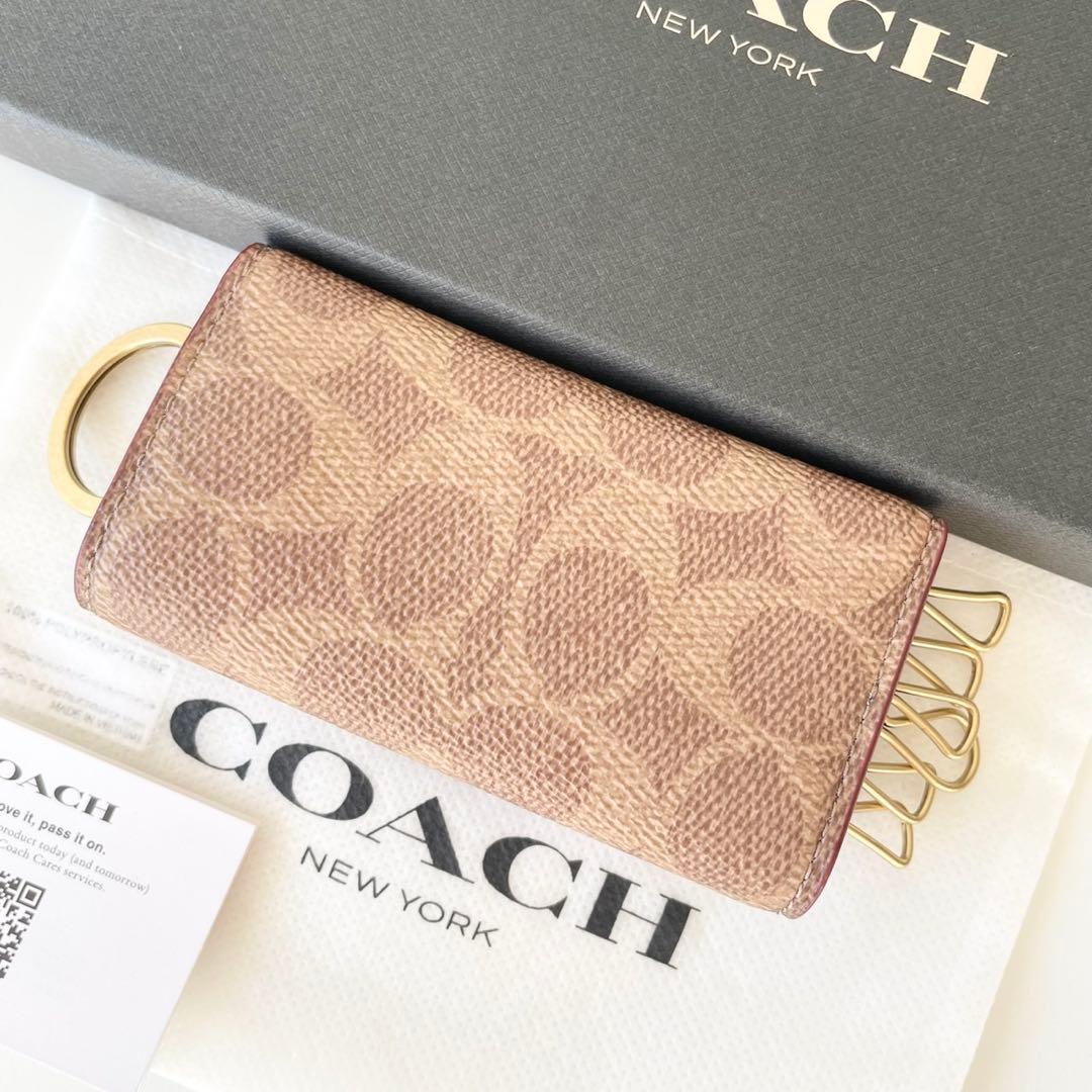 【新品】COACH 6 リング キー ケース シグネチャー キャンバス