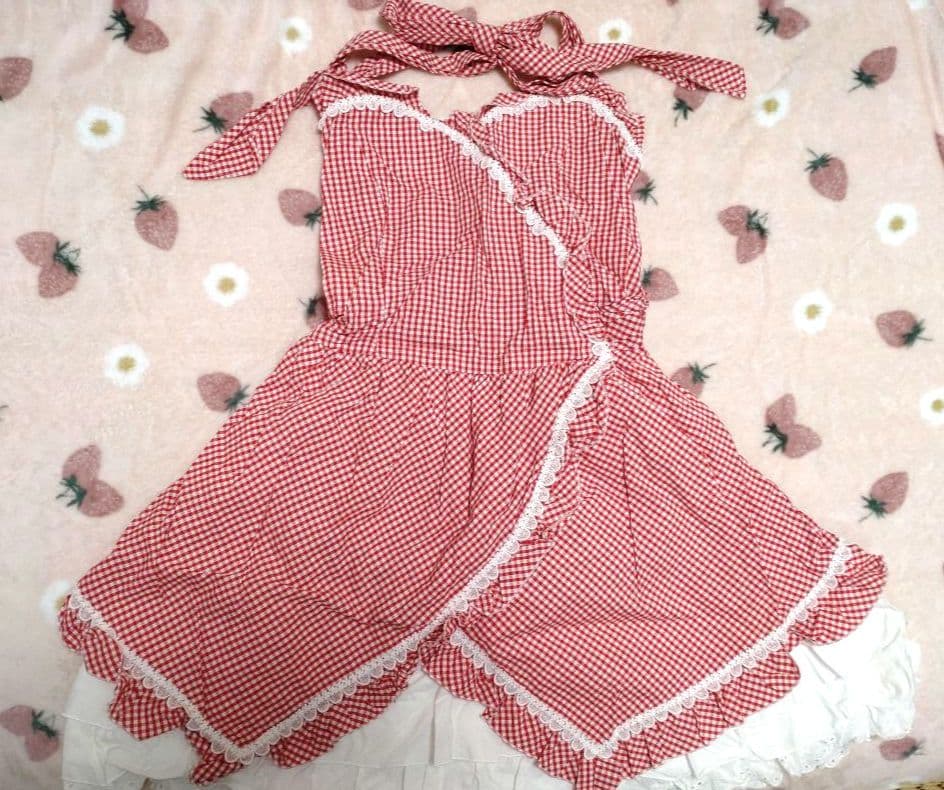 Haert E ギンガムチェックサンドレスワンピース　赤