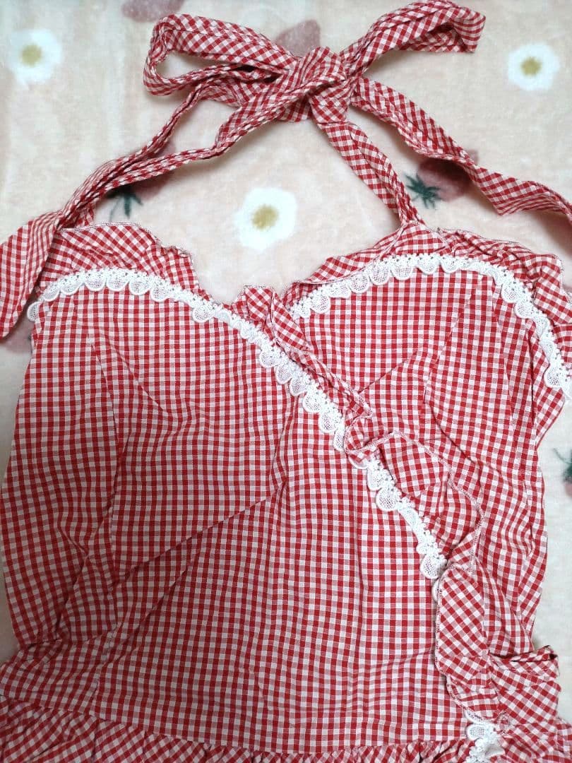 Haert E ギンガムチェックサンドレスワンピース　赤