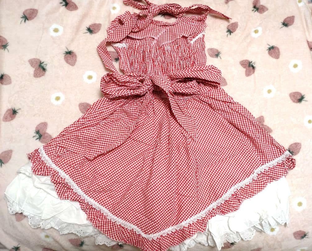 Haert E ギンガムチェックサンドレスワンピース　赤