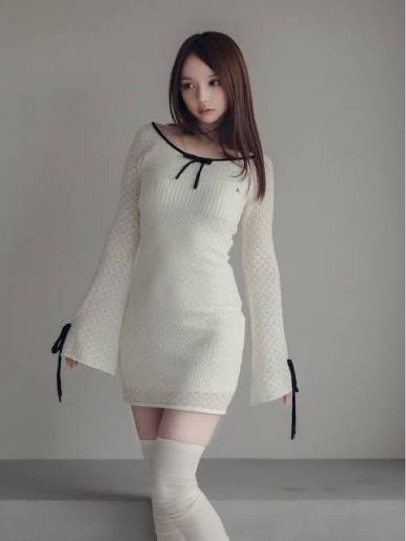ワンピース andmary Lily crochet mini dress ivory