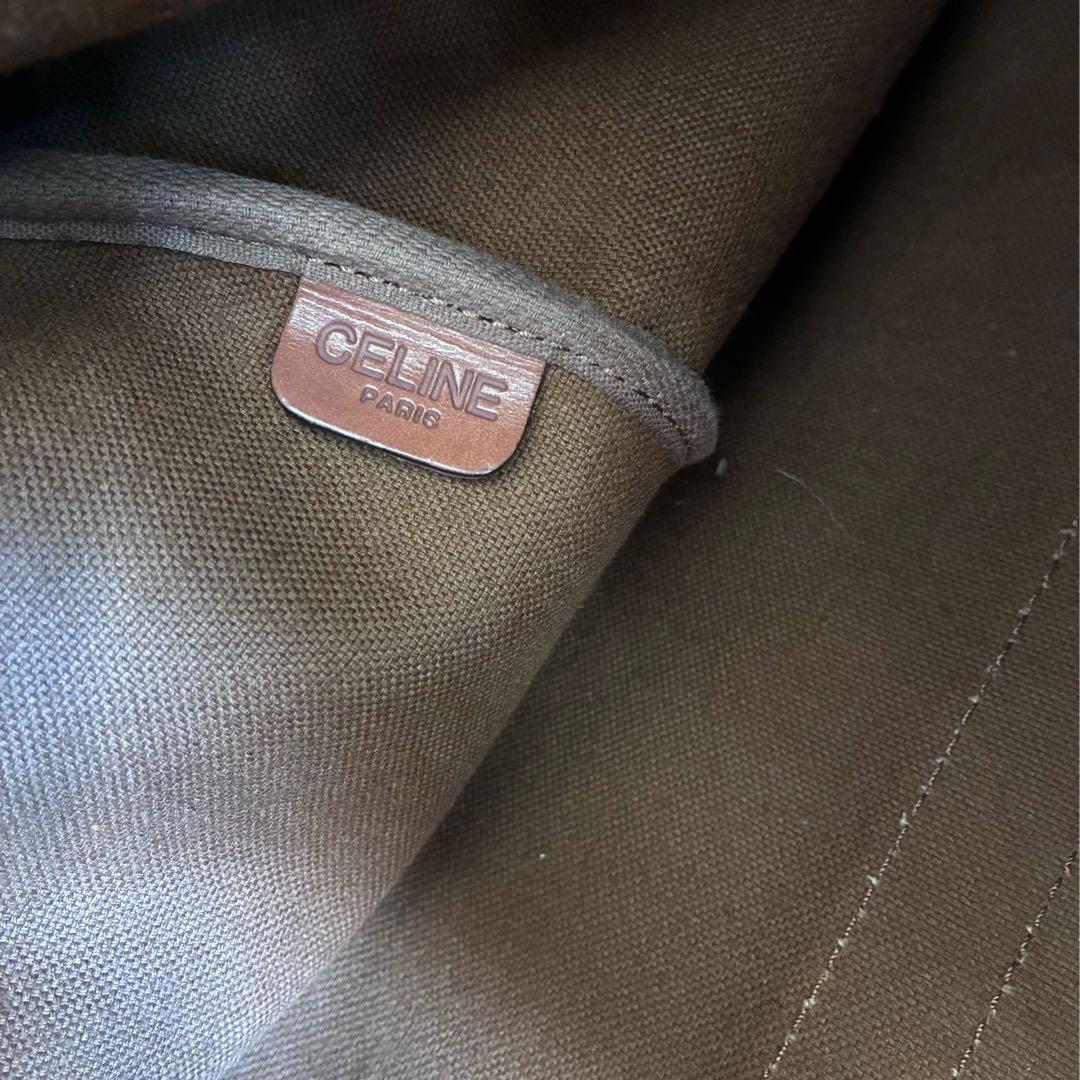 セリーヌCELI NE大容量マカダム柄ボストンバッグショルダーストラップ付き
