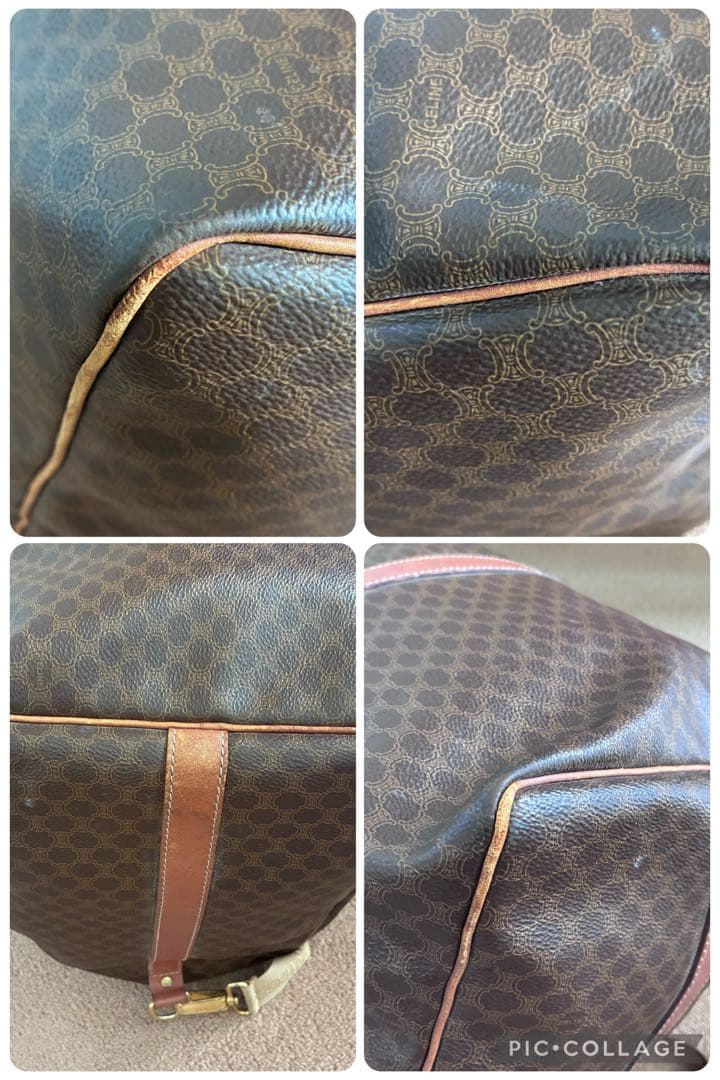 セリーヌCELI NE大容量マカダム柄ボストンバッグショルダーストラップ付き