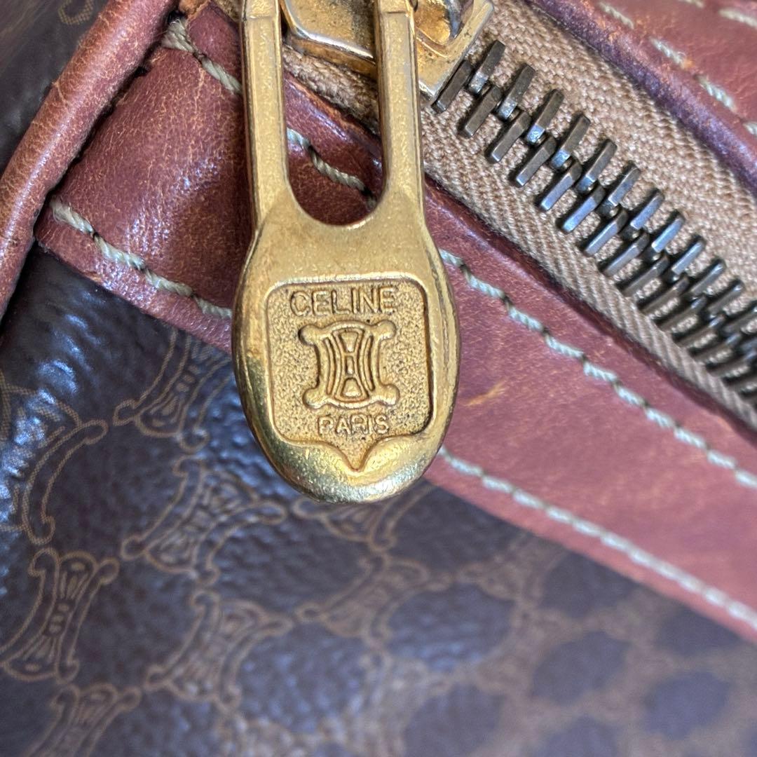 セリーヌCELI NE大容量マカダム柄ボストンバッグショルダーストラップ付き