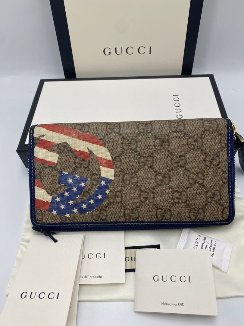 美品‼️ グッチ　GUCCI 財布　長財布　GGスプリーム　ラウンドファスナー