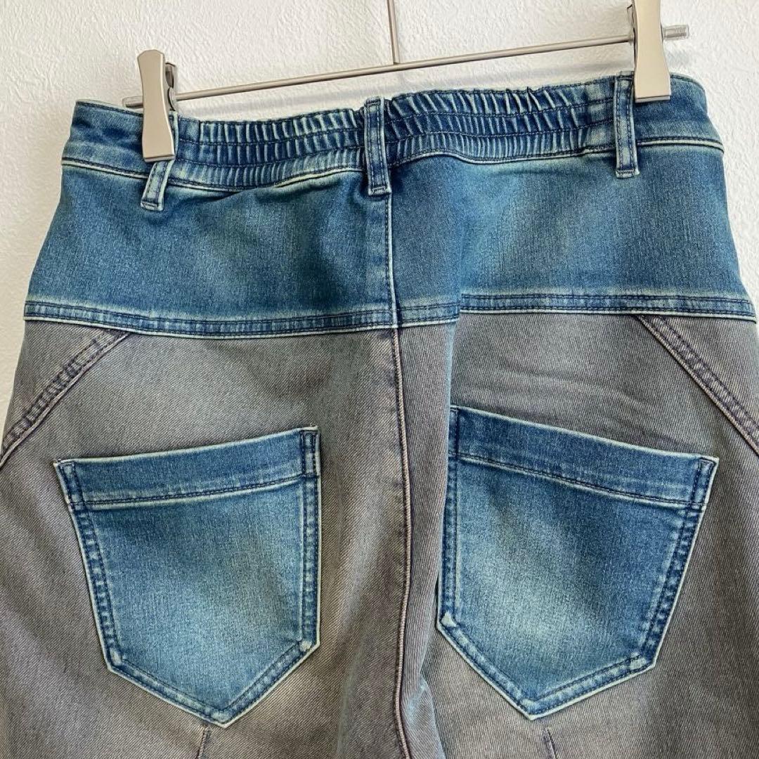 キューブキューブ　センソユニコ デニムパンツ 38 パッチワーク 切替　変形