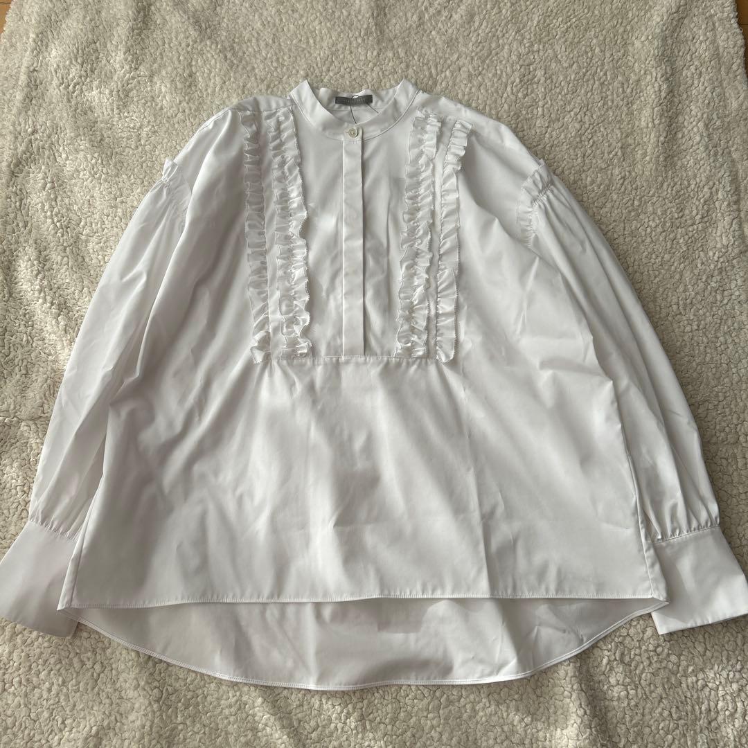 未使用　セオリーリュクスVALENTINE SHIRTフリル 白38 ブラウス