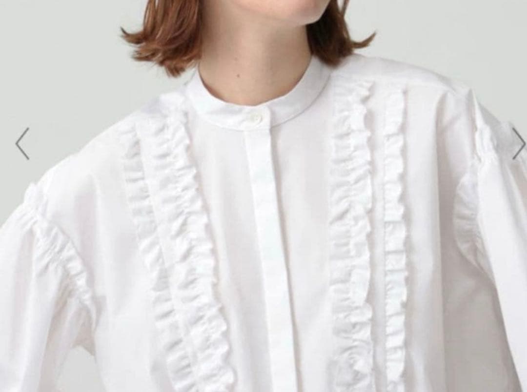 未使用　セオリーリュクスVALENTINE SHIRTフリル 白38 ブラウス