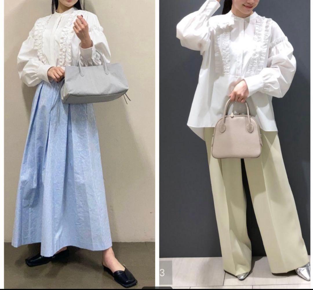 未使用　セオリーリュクスVALENTINE SHIRTフリル 白38 ブラウス