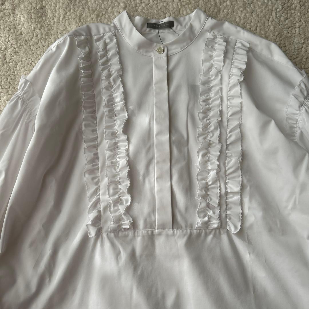 未使用　セオリーリュクスVALENTINE SHIRTフリル 白38 ブラウス