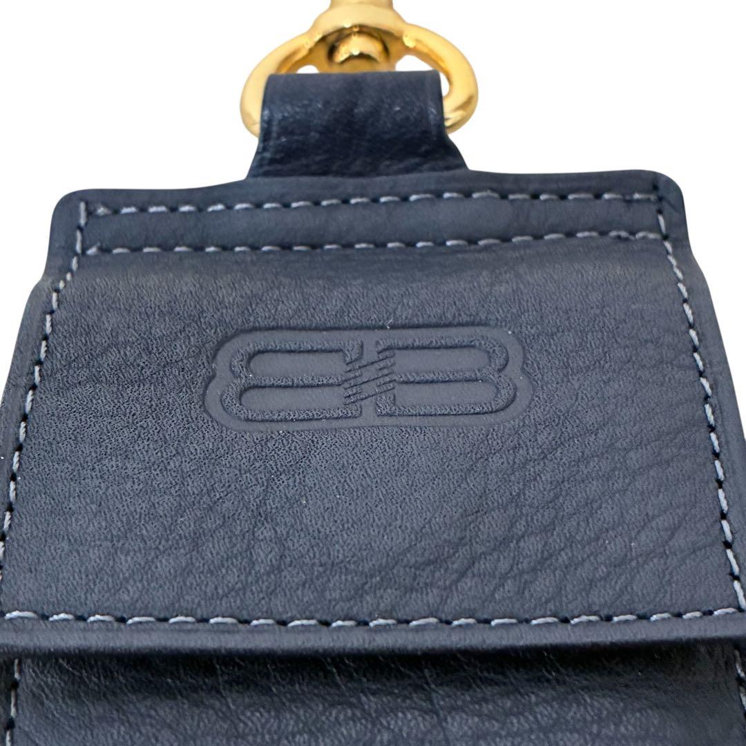 バレンシアガ レザー チャーム キーホルダー 黒 ブラック 金具ゴールド カーフ