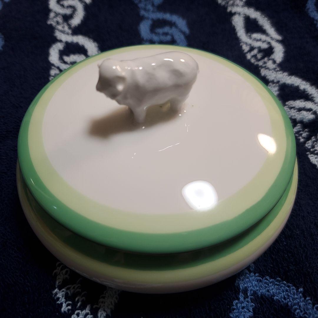 大倉陶園　蓋つき小物入れ　羊　ひつじ　オークラ　OKURA CHINA 陶器