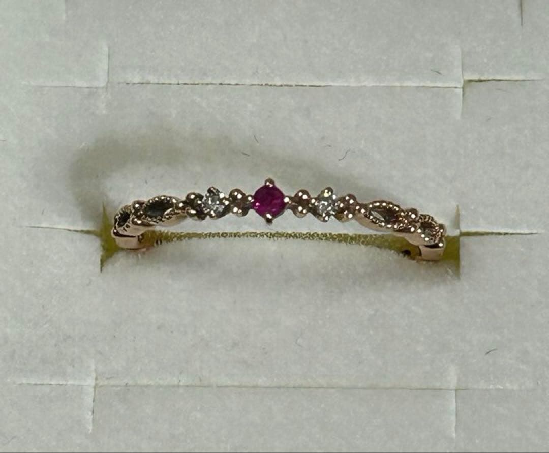 組曲　K10PG ダイヤ　ルビー　リング