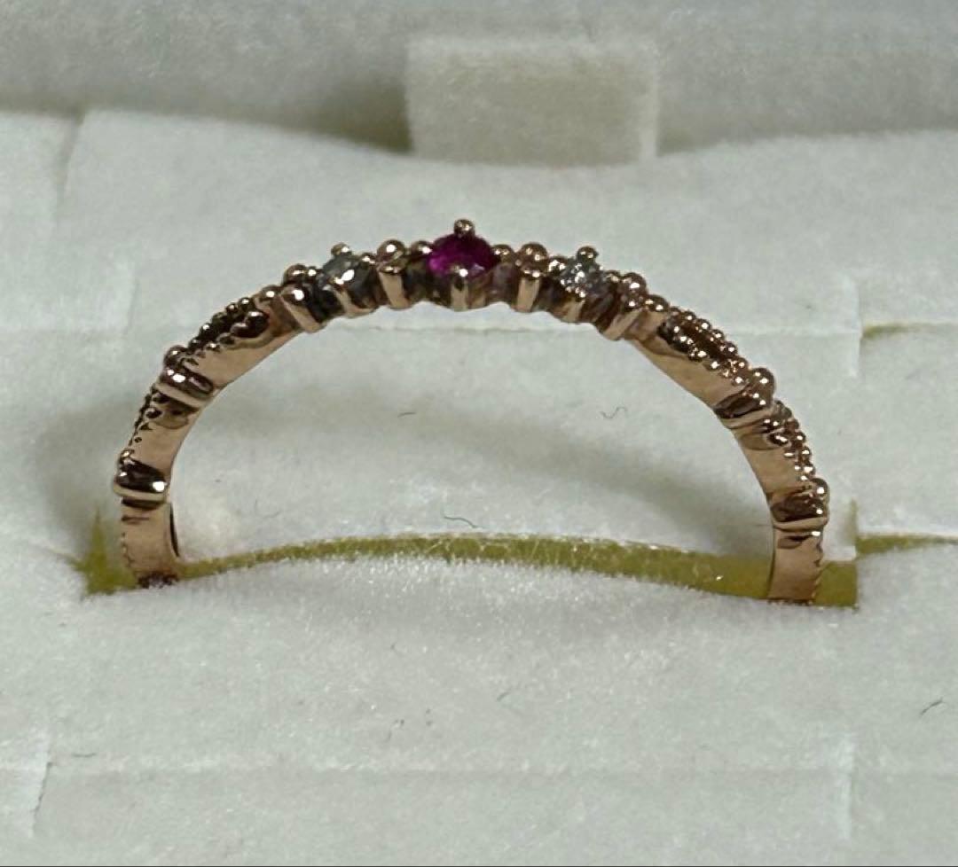 組曲　K10PG ダイヤ　ルビー　リング