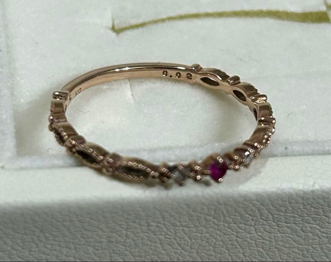 組曲　K10PG ダイヤ　ルビー　リング