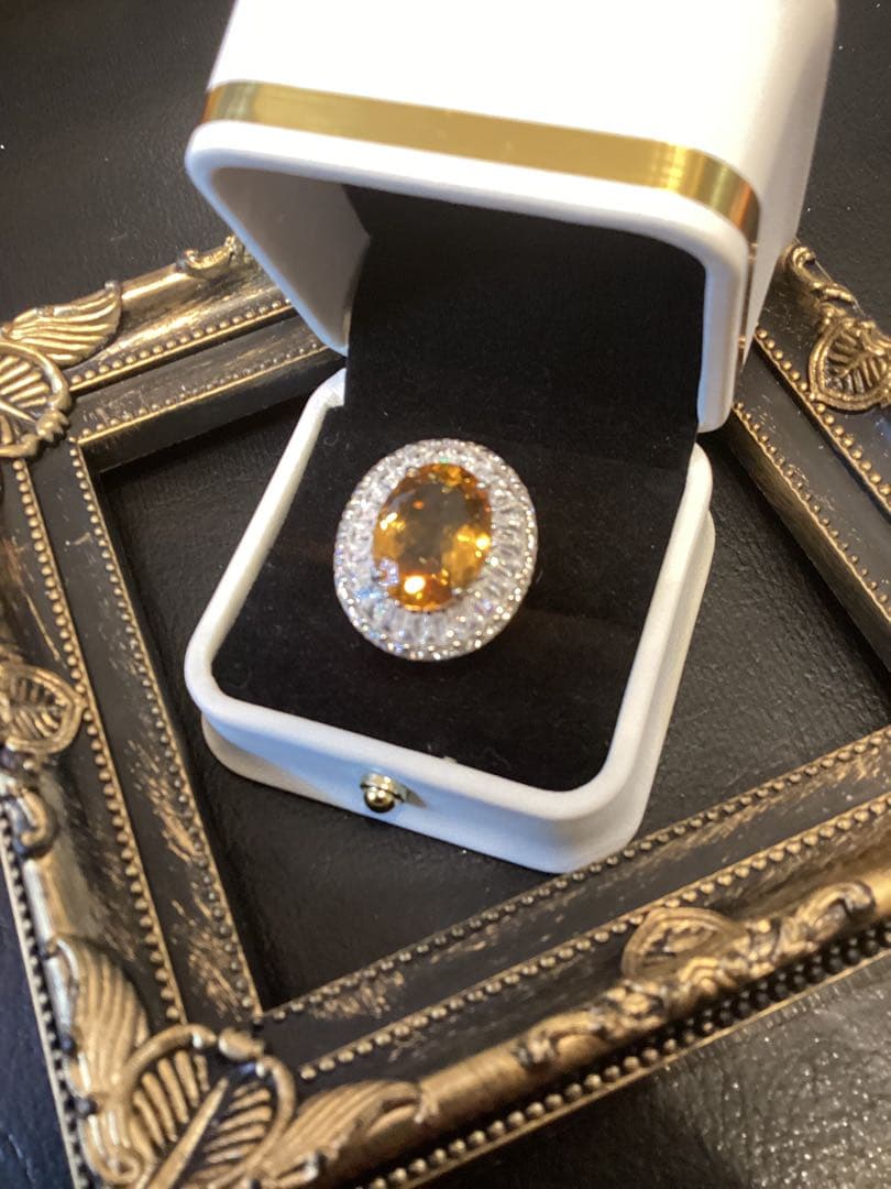 c*e様 天然石シトリン10.00ctサイズ限定9号リング