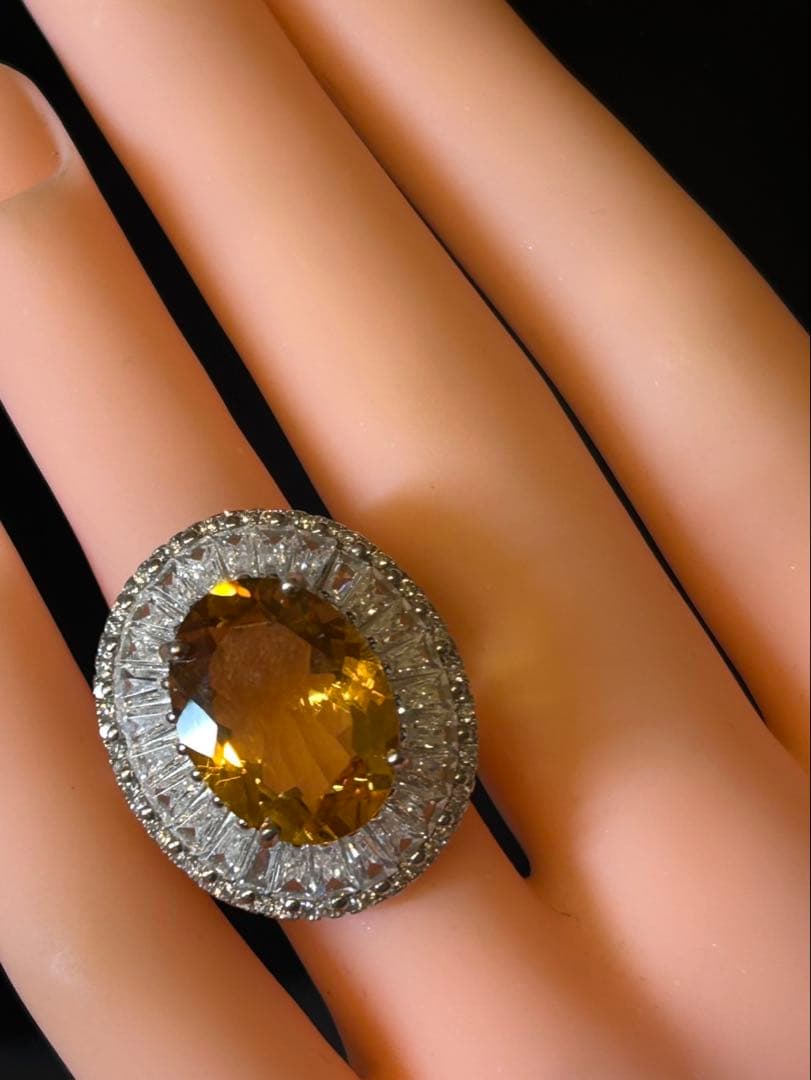 c*e様 天然石シトリン10.00ctサイズ限定9号リング