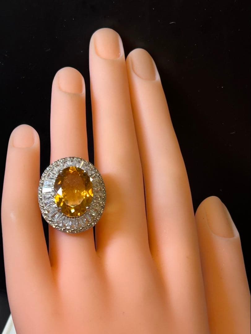 c*e様 天然石シトリン10.00ctサイズ限定9号リング