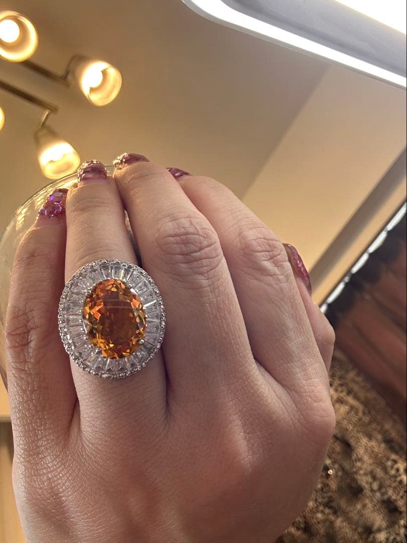 c*e様 天然石シトリン10.00ctサイズ限定9号リング