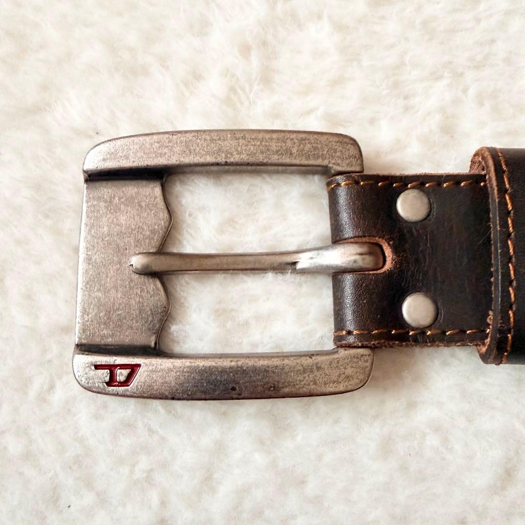 5839 【希少】 ディーゼル DIESEL スタッズベルト ブラウン Y2K