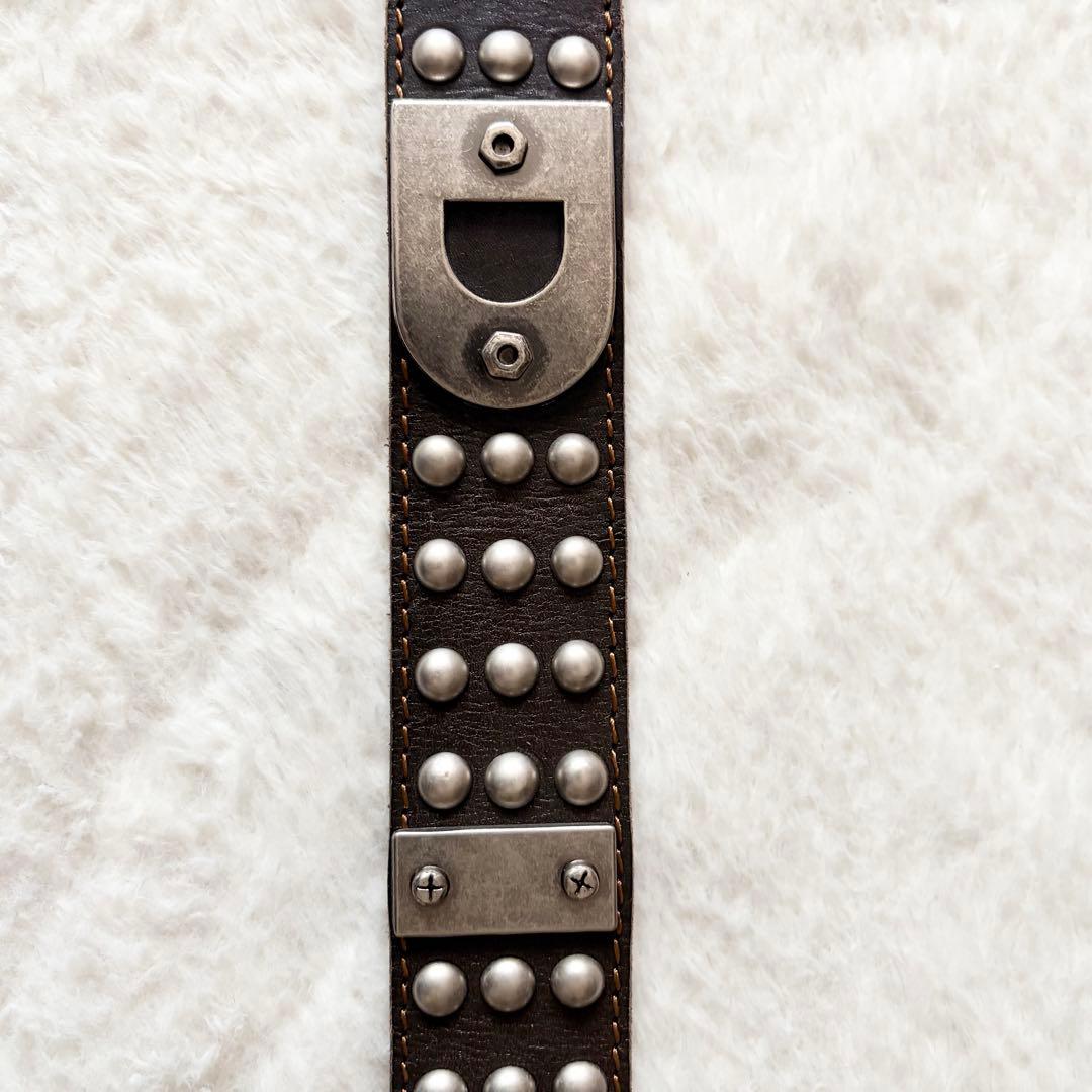 5839 【希少】 ディーゼル DIESEL スタッズベルト ブラウン Y2K