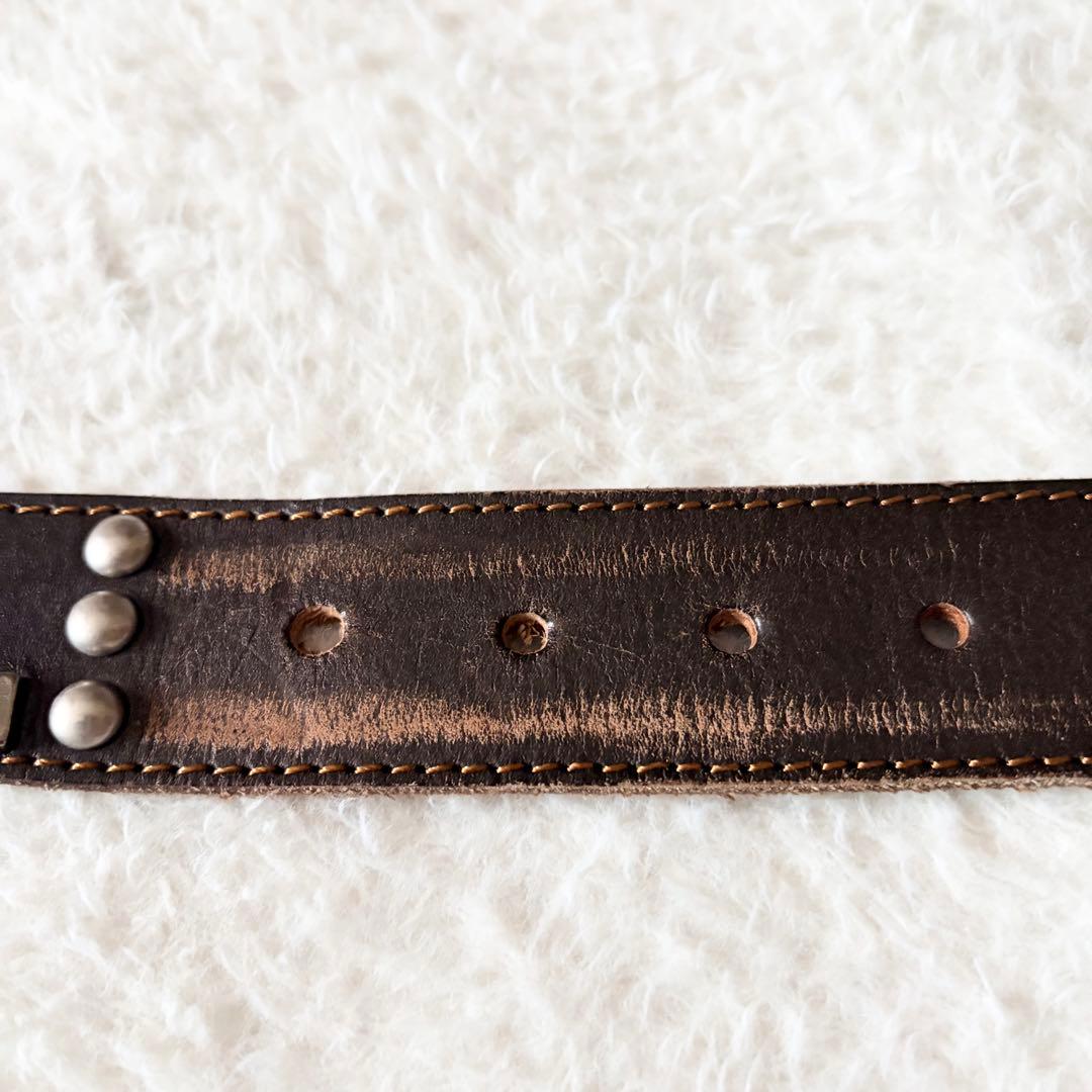 5839 【希少】 ディーゼル DIESEL スタッズベルト ブラウン Y2K