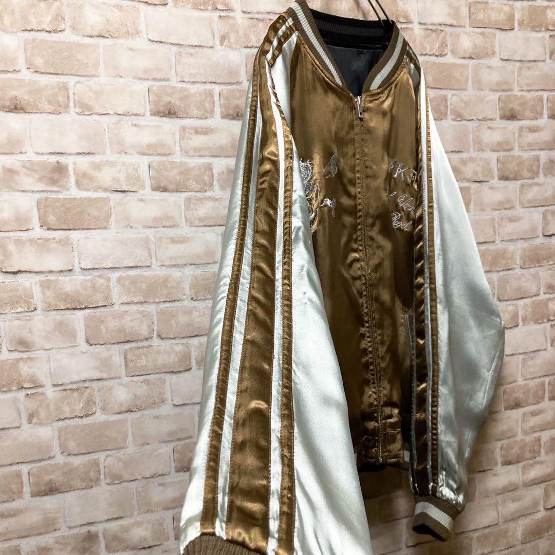 ☆リバーシブル☆JKPD☆スカジャン☆刺繍☆スカル☆ビックロゴ☆XL