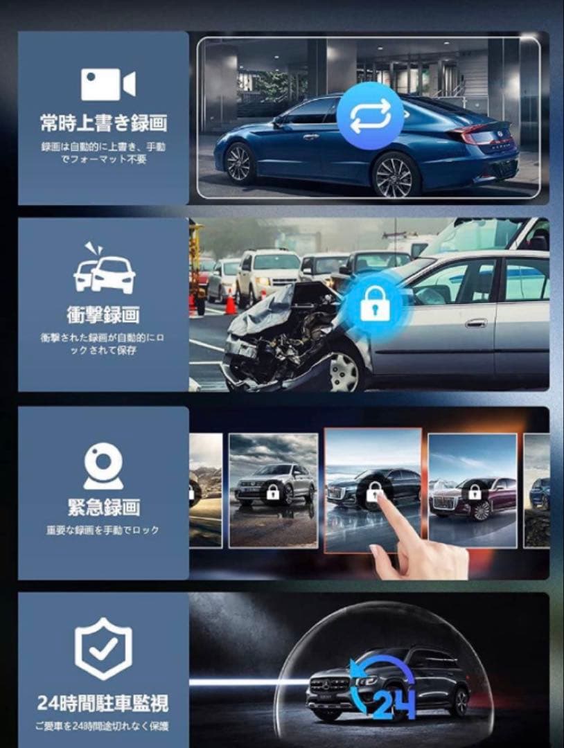 新品 2025年最新4Kドライブレコーダーミラー型 10インチ 前後カメラ超広角