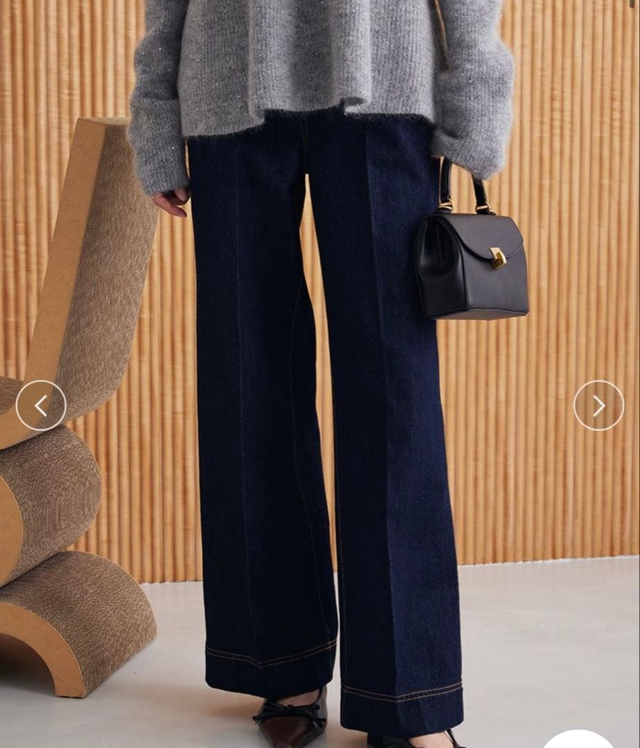 ミラオーウェン☆パッチポケットデザインシガレットデニムパンツ