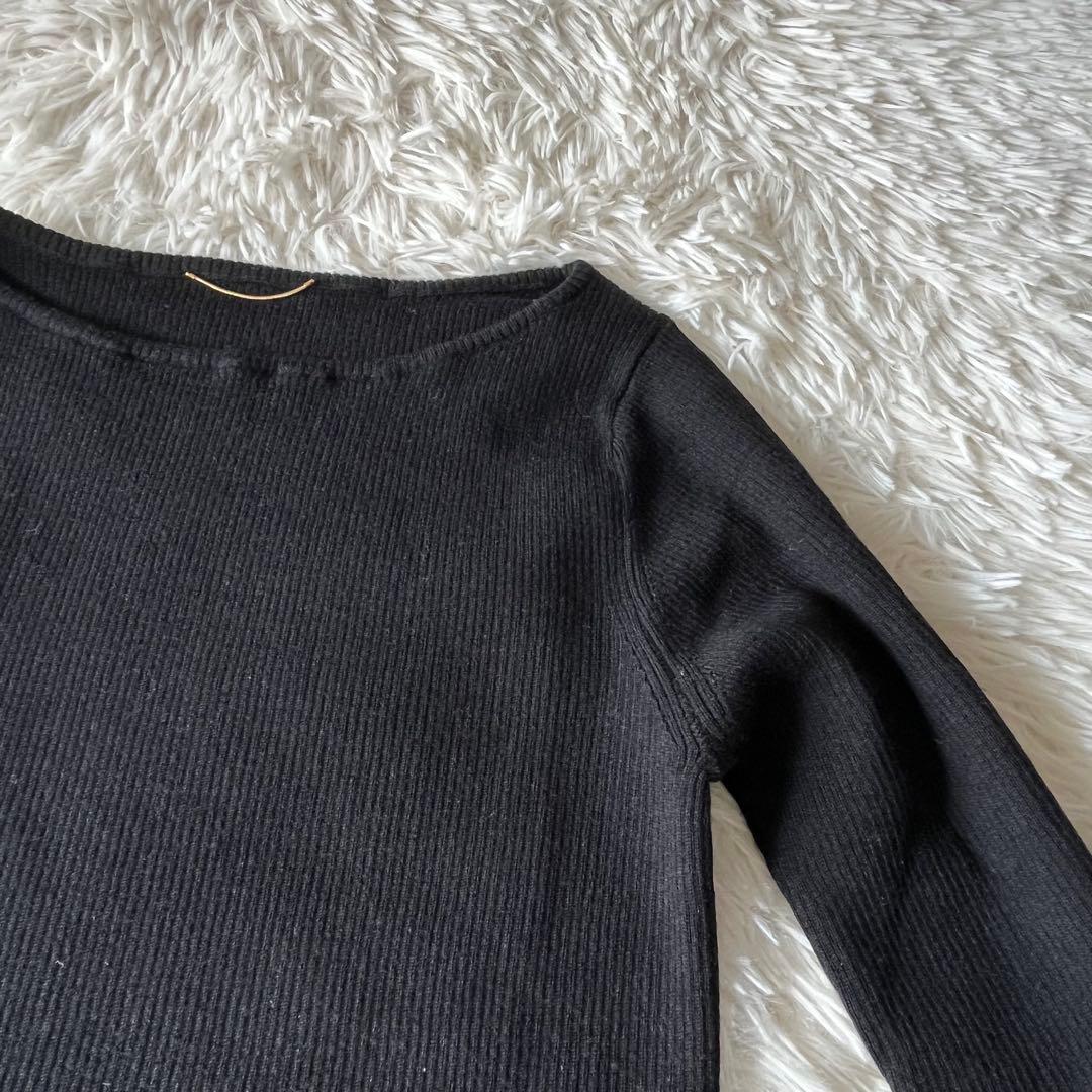 ★未使用級★L'AppartementボートネックRibKnit★指抜き★BK