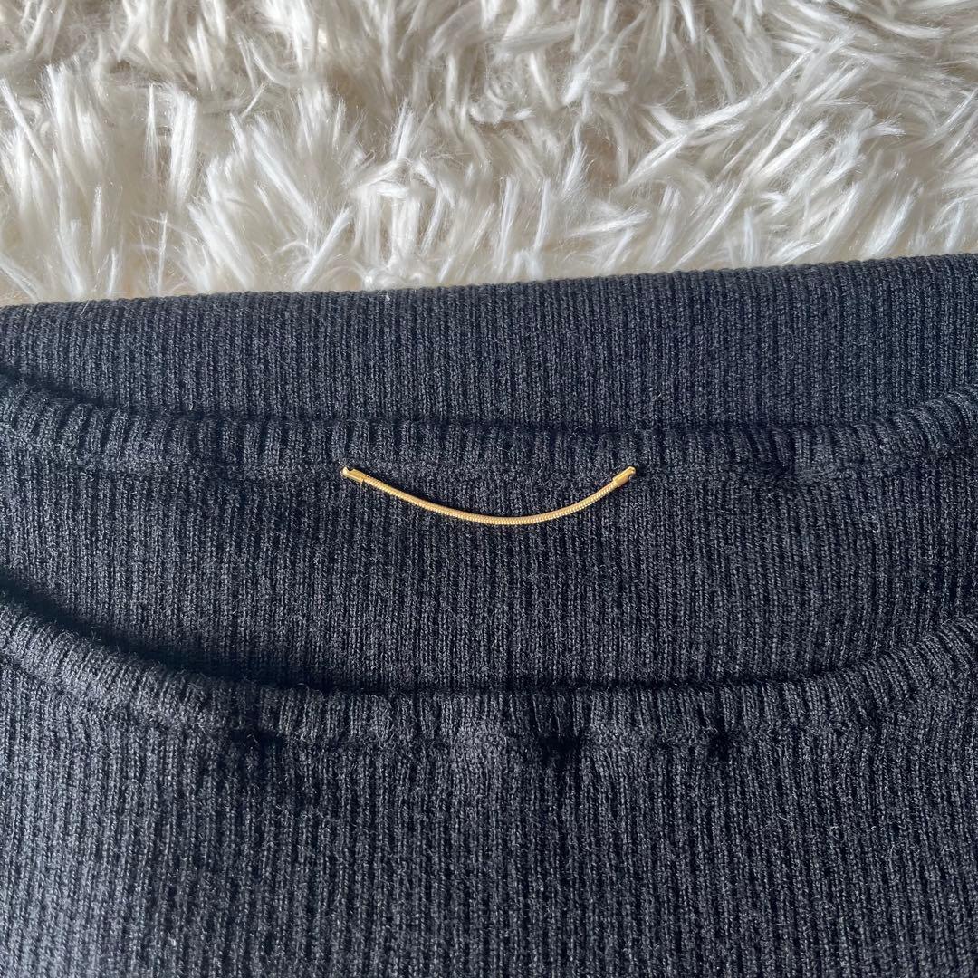 ★未使用級★L'AppartementボートネックRibKnit★指抜き★BK