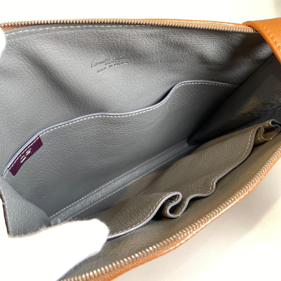 【未使用】カミーユフォルネ　紳士用　レザーショルダーバッグ　キャメル　定価50万