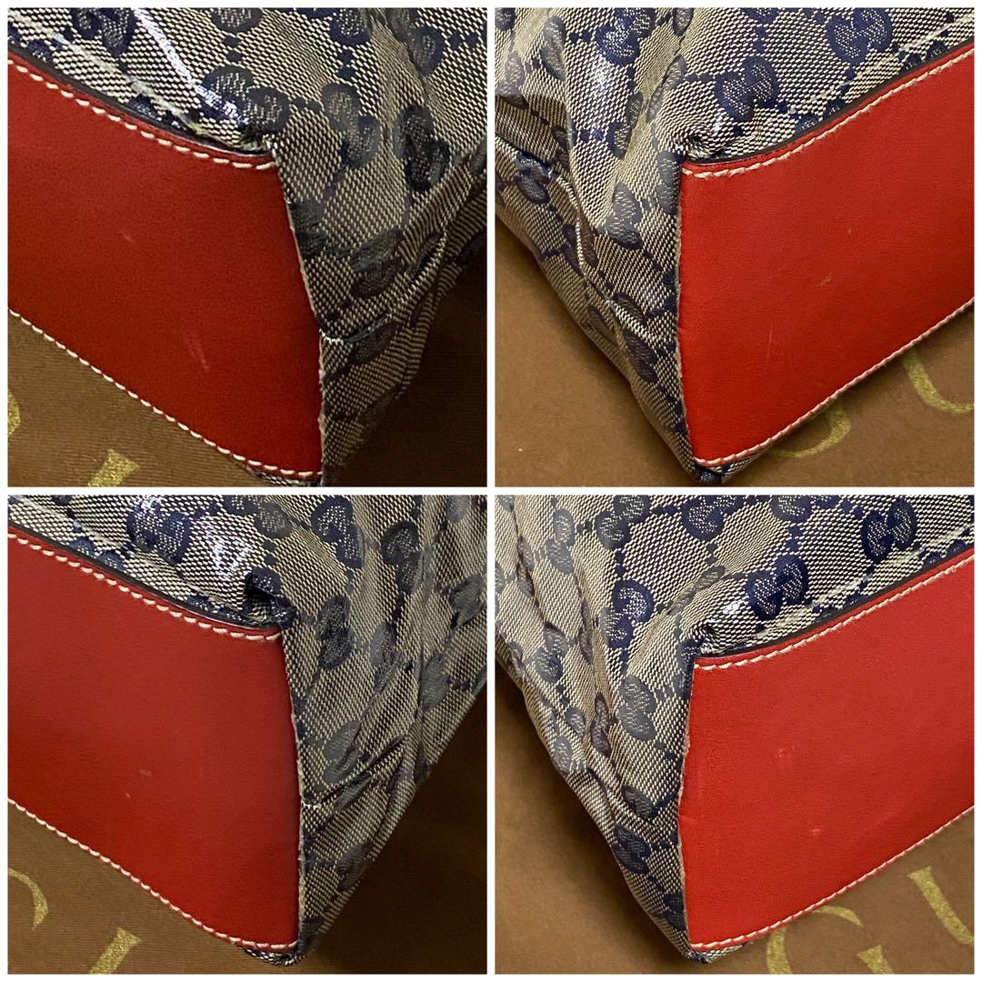 【美品】GUCCI トートバッグ GGキャンバス シェリーライン 大容量　希少