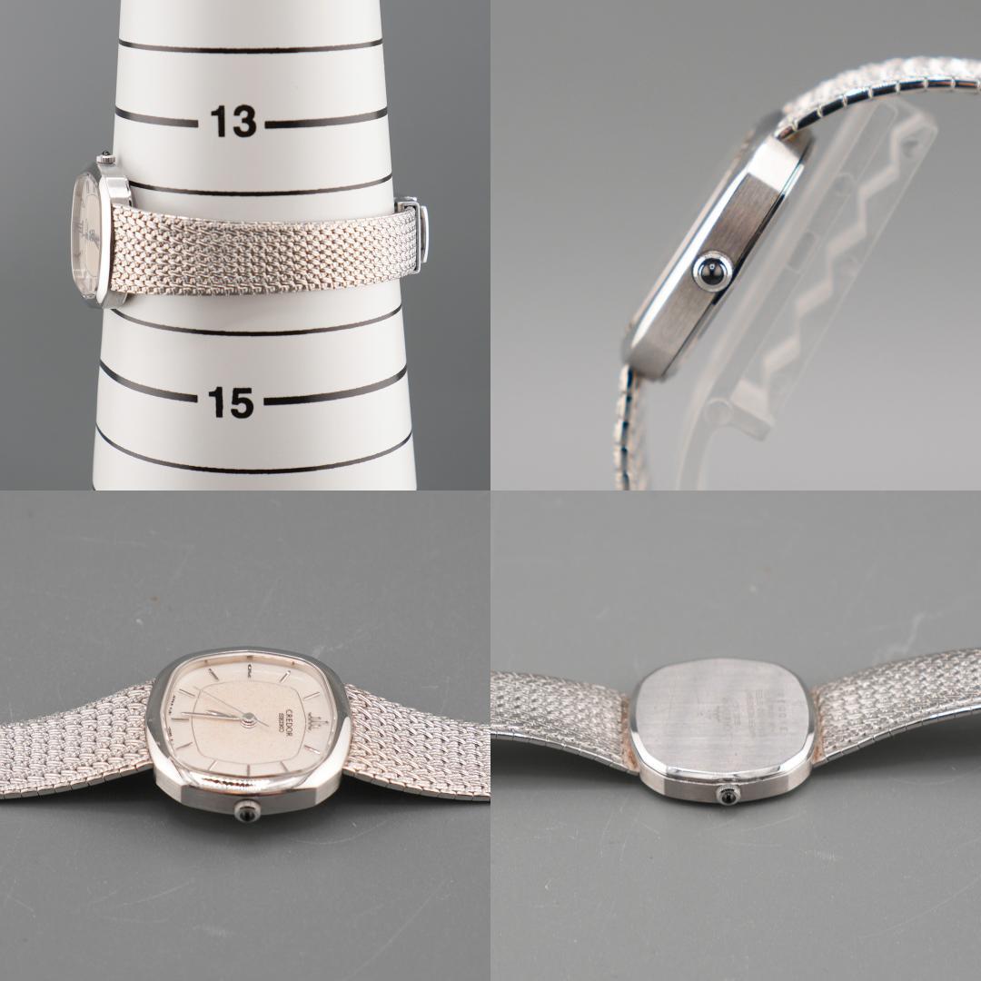 稼働 SEIKO CREDOR スクエア シルバー 腕時計 新品電池 クォーツ