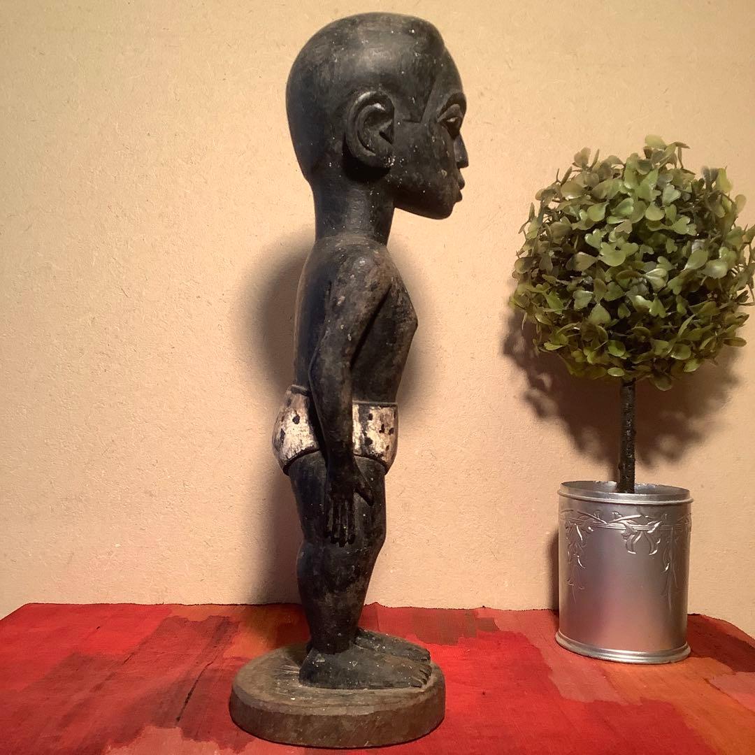 19世紀・コートジボワール「木彫・少年像」アフリカ・民族人形・コロン・木彫彩色