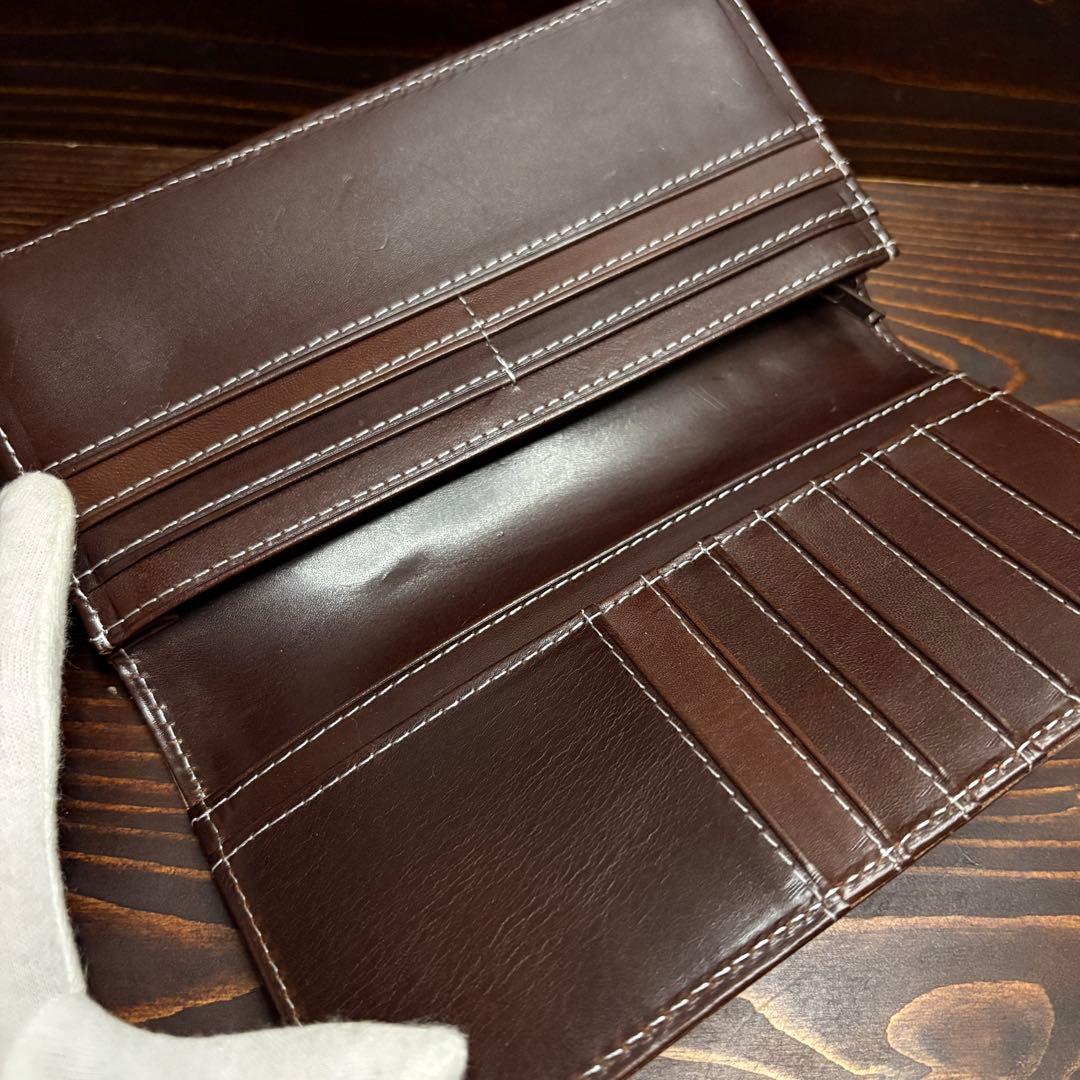 S42 本革　コードバン　無双　レザー　長財布　茶■ブラウン　YKKファスナー