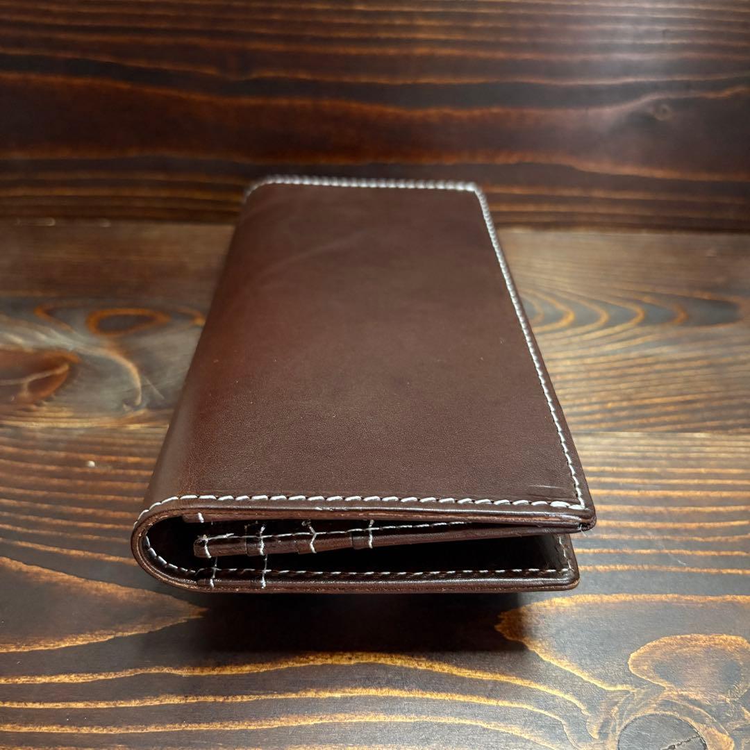 S42 本革　コードバン　無双　レザー　長財布　茶■ブラウン　YKKファスナー