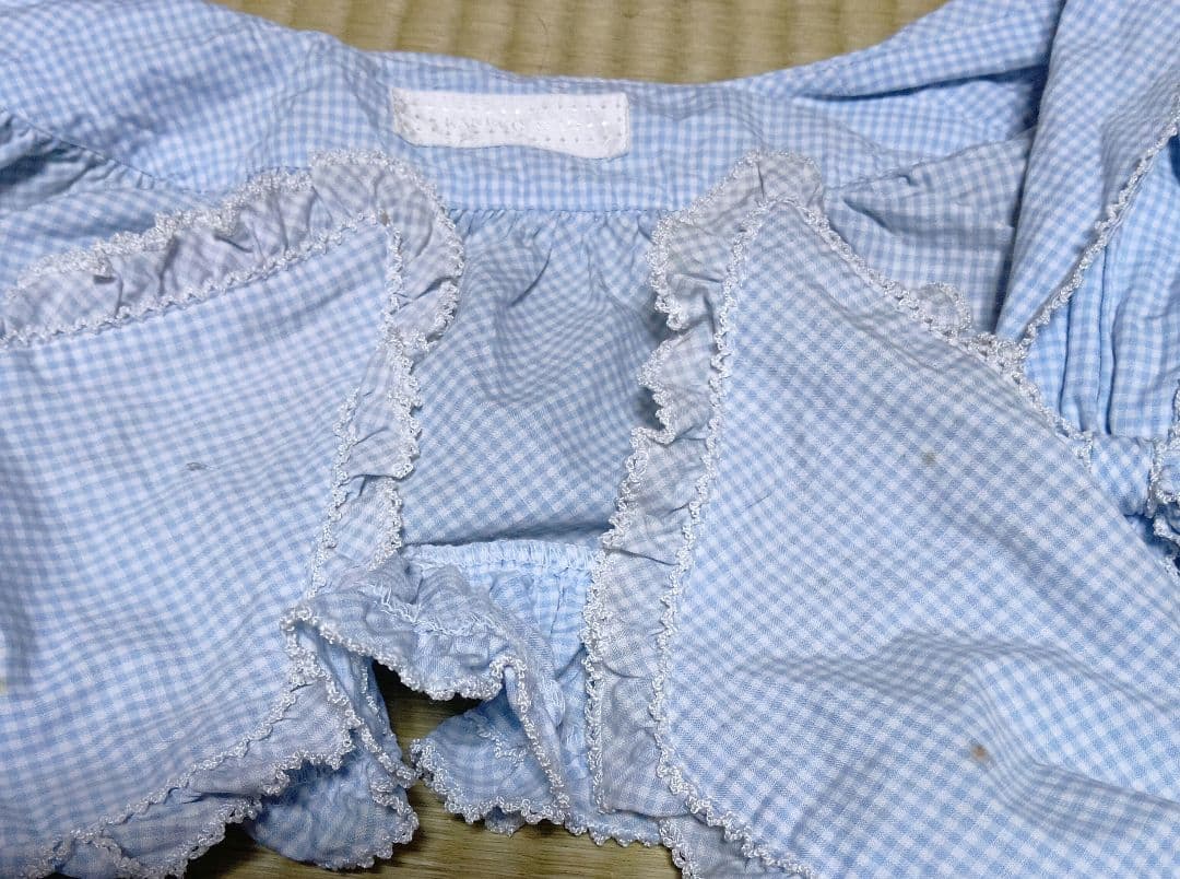 訳あり　カネコイサオ　ギンガムチェック吊りスカート・ケープ