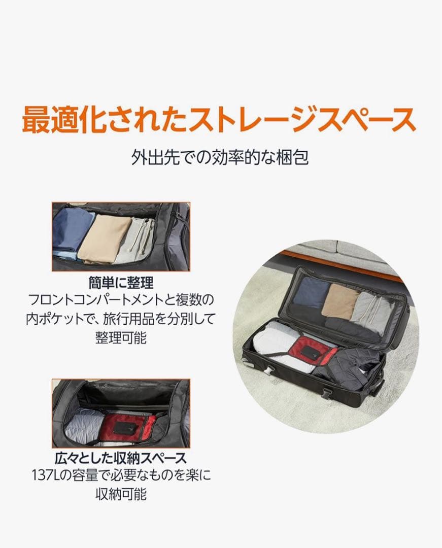 最終値下新品アマゾンベーシックハンドルとキャスター付ボストンバッグダッフルバッグ