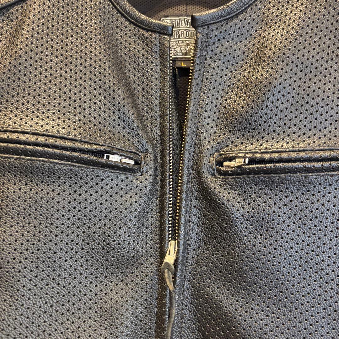 【KADOYA】ブラックレザーシングルライダースジャケット