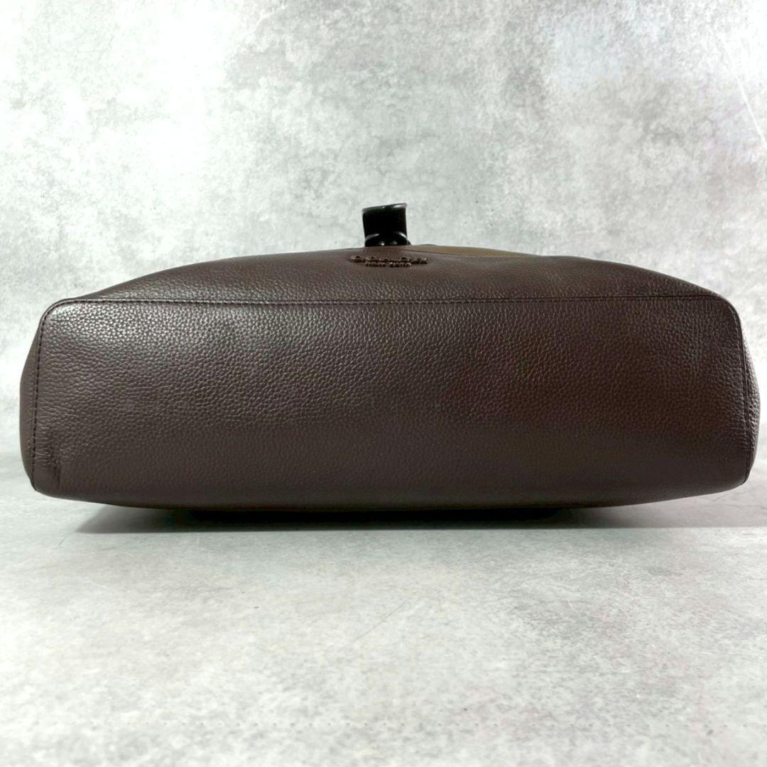 極美品 コーチ ハドソン メッセンジャーバッグ ビジネス A4可 レザー 茶