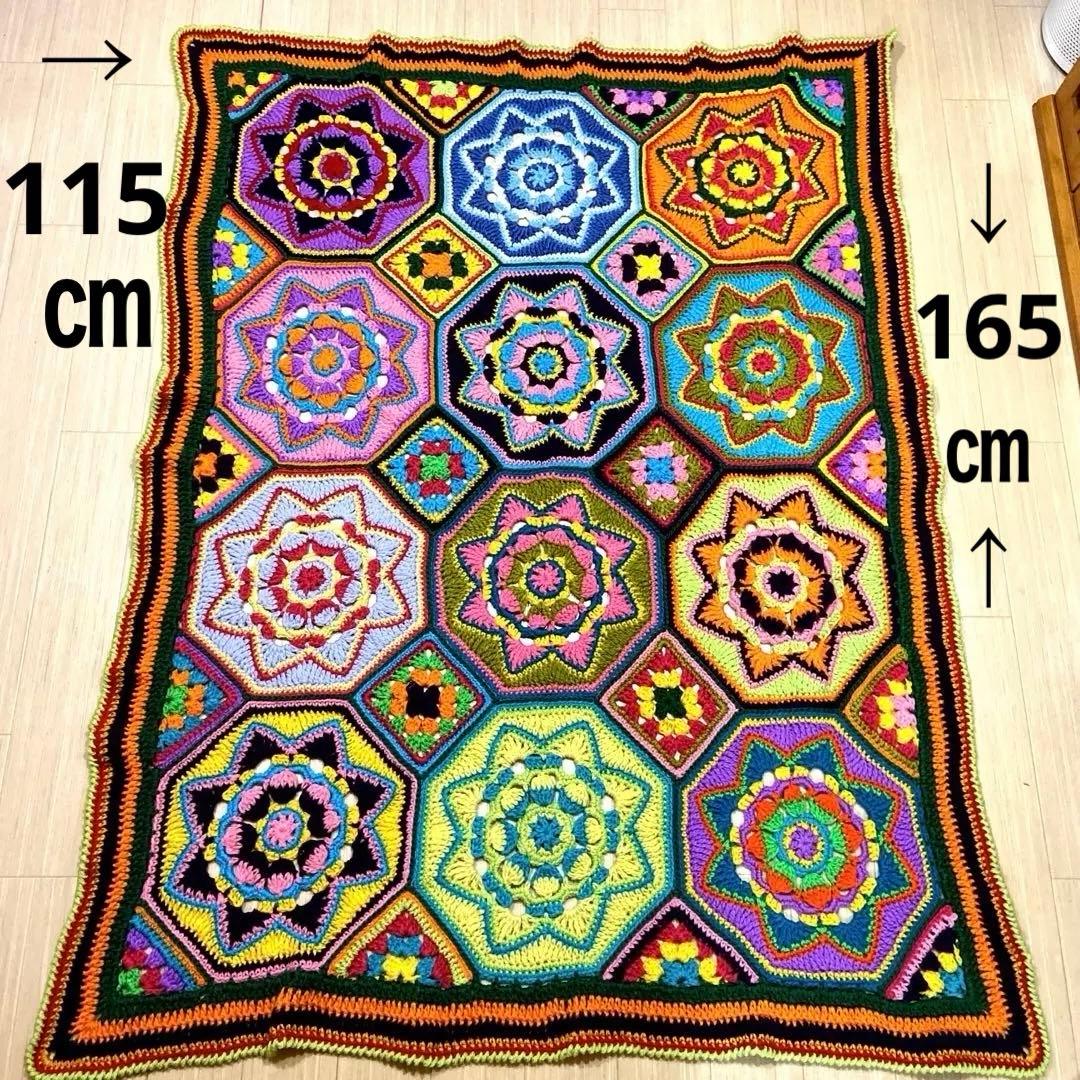 チュ子の編み物❣️出しっぱなし大判ブランケット・マルチカバー・ペルシャタイル編み