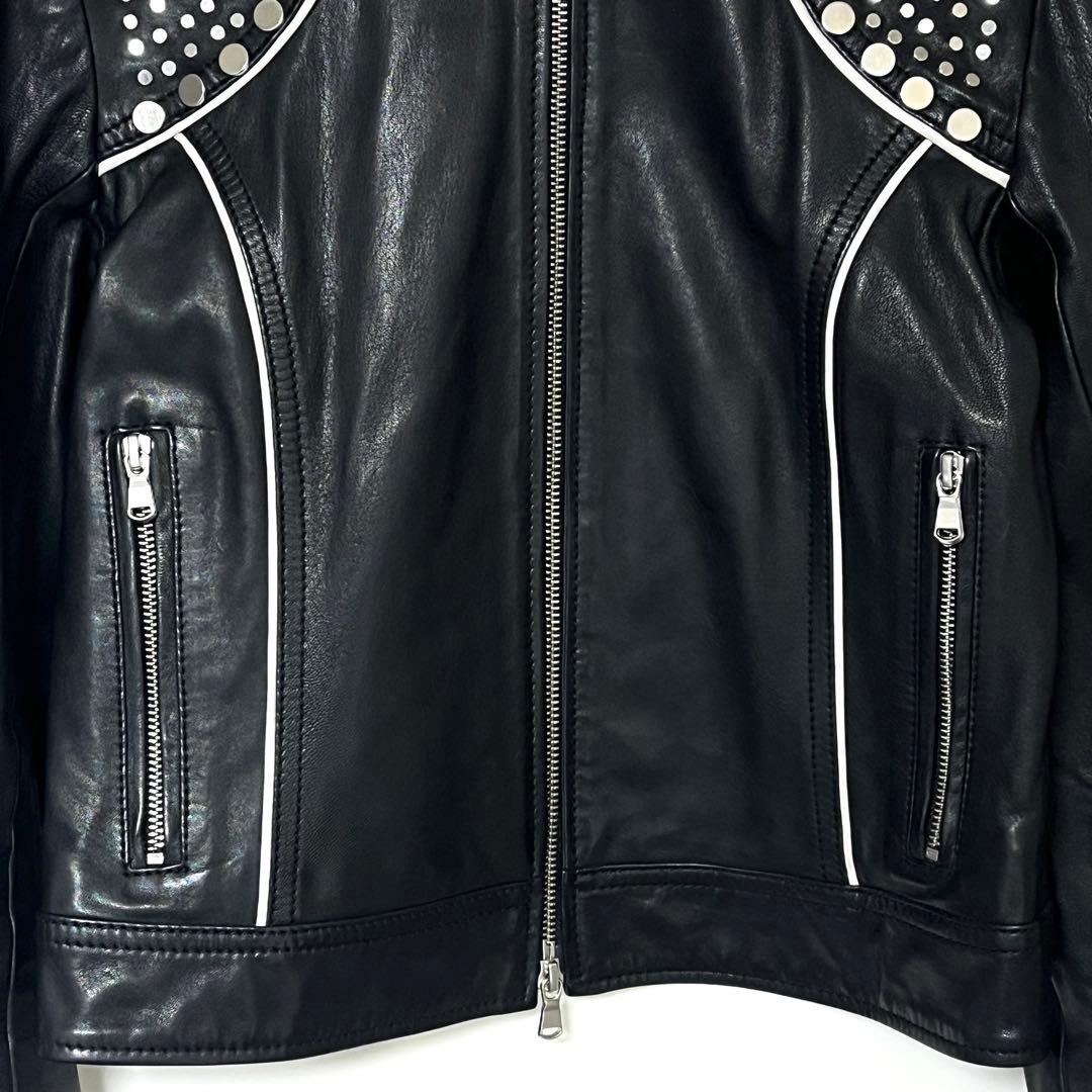 DIESEL BLACK GOLD スタッズ レザー ライダース ジャケット L